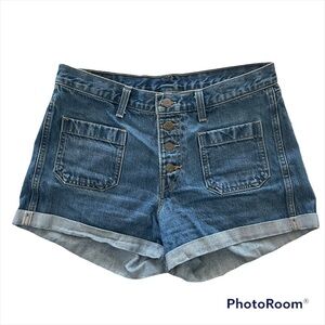 Levi's Rigid Orange Tab High Waist Button Front Denim Shorts